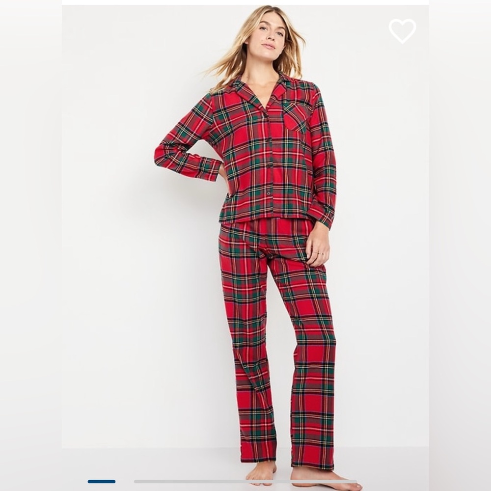 Women’s Red Tartan Matching Flannel Pajama Set XXL